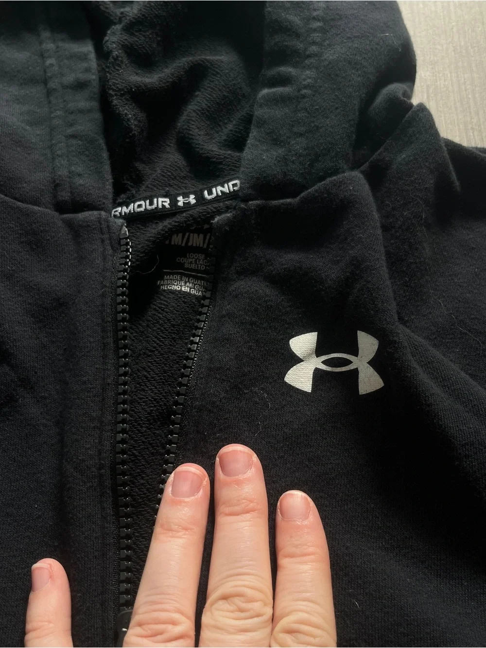 Under Armour Kids Black Full-Zip Hoodie Sweatshirt Size Medium 10/12